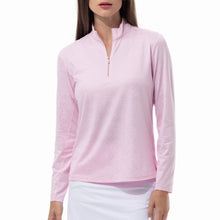 Load image into Gallery viewer, SanSoleil Solshine Foil Prnt Mock Wmn LS Sun Shirt - Pink/Gold/XXL
- 8