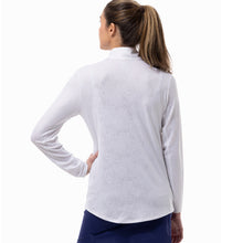 Load image into Gallery viewer, SanSoleil Solshine Foil Prnt Mock Wmn LS Sun Shirt
- 4