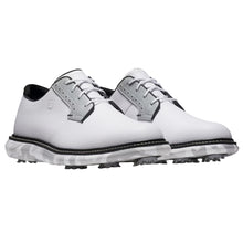 Load image into Gallery viewer, FootJoy Traditions Blucher Spiked Mens Golf Shoes - White/Blk/Grey/2E WIDE/11.0
- 1