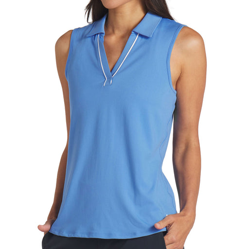 Puma Golf Cloudspun Piped Womens SL Golf Polo - Blue Skies/L