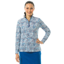Load image into Gallery viewer, SanSoleil Solshine Printed Mock Wmn LS Sun Shirt - Tweedy Blue/L
- 4