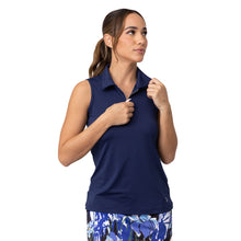 Load image into Gallery viewer, Sofibella UV Feathers Womens SL QZ Golf Polo - Navy/2X
- 13