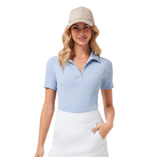 Load image into Gallery viewer, TravisMathew Moveknit SS V Womens Tennis Polo - Brunnera Blue/L
- 3