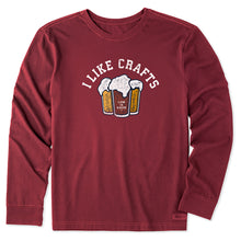 Load image into Gallery viewer, Life Is Good I Like Crafts Long Sleeve Mens Shirt - Cranberry Red/XL
- 1