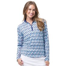 Load image into Gallery viewer, SanSoleil Solcool Print Mock Womens Golf PO - Racqueteer Blue/L
- 4