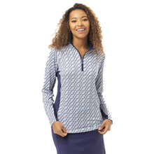 Load image into Gallery viewer, SanSoleil SolCool LS Print Mock Wmns Golf Pullover - Caribbean/XL
- 3