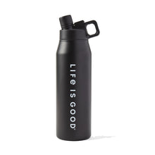 Load image into Gallery viewer, Life Is Good Tonal Wordmark 32oz Water Bottle - Black
- 1