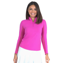Load image into Gallery viewer, Ibkul Essential Solid Mock LS Womens Golf QZ - Hot Pink/XL
- 4