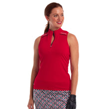 Load image into Gallery viewer, EP New York Racer Back Sleeveless Womens Golf Polo - Candy Appl Mult/L
 - 1
