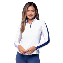 Load image into Gallery viewer, Ibkul Color Block Long Sleeve Mock Womens Golf QZ - Lavender/Navy/L
- 3