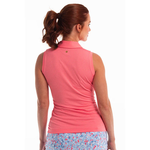 EP NY Seersucker Shawl Collar Womens Short Sleeve Golf Polo - 2