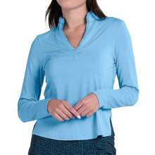 Load image into Gallery viewer, Lucky in Love Pleat Neck Wns Longsleeve Golf Shirt - Bluesette/XL
- 1