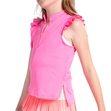 Load image into Gallery viewer, Lucky In Love Lace Frill Girl Sleeveless Golf Polo
- 3