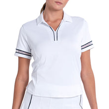 Load image into Gallery viewer, Lucky In Love Piped Fairway Womens SS Golf Polo - White/Midnight/XL
- 1