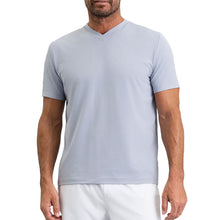 Load image into Gallery viewer, Ibkul Solid Short Sleeve V Neck Mens Tennis Shirt - Platinum/XL
- 4