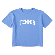 Load image into Gallery viewer, Life Is Good Tennis Arch Crusher Boxy Women Tee - Cornflower Blue/XL
- 1