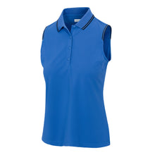 Load image into Gallery viewer, Greg Norman Topspin Tipped SL Zip Womens Golf Polo - Aegean Blue/L
- 1