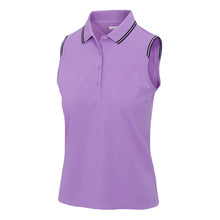 Load image into Gallery viewer, Greg Norman Topspin Tipped SL Zip Womens Golf Polo - Lavender Bliss/L
- 4