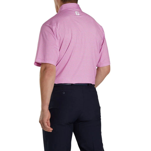 FJ Lisle Plaid Print Self Collar Pink M Golf Polo