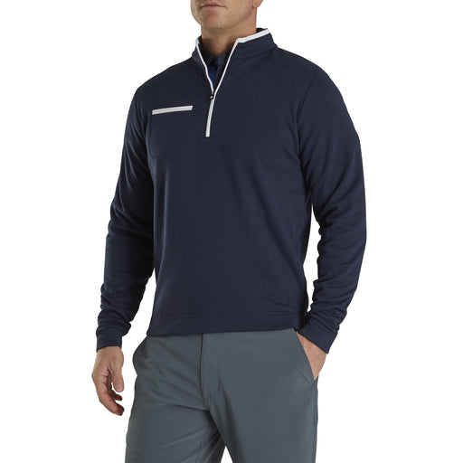 FootJoy Fleece w Contrast Trim Navy Mens 1/4 Zip