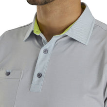 Load image into Gallery viewer, FootJoy Lisle Solid Pinstripe Grey Mens Golf Polo
 - 3