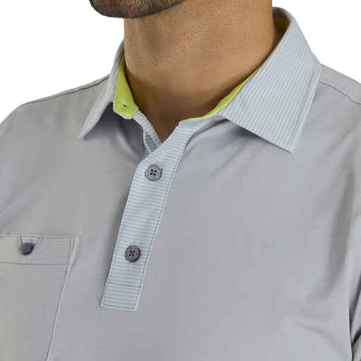 FootJoy Lisle Solid Pinstripe Grey Mens Golf Polo