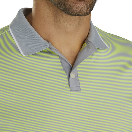 FootJoy Lisle Mini Stripe Grey-Lime Mens Golf Polo