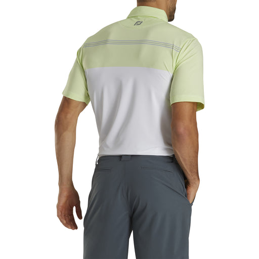 FootJoy Lisle Engineered Pinstr Wht Mens Golf Polo