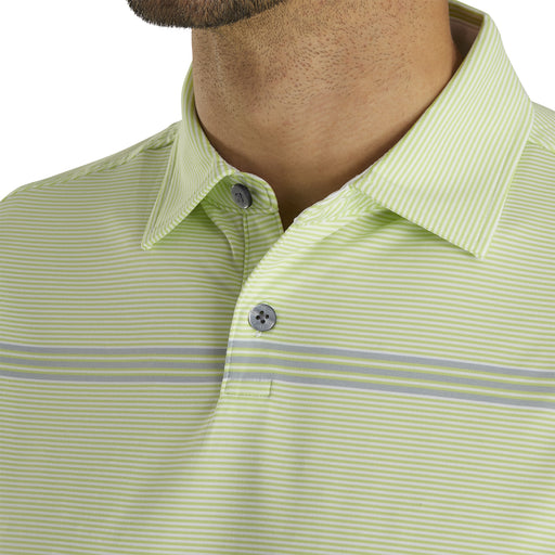 FootJoy Lisle Engineered Pinstr Wht Mens Golf Polo