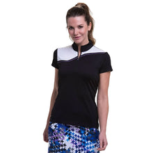 Load image into Gallery viewer, EP NY Mock Zip Black Multi Womens SS Golf Polo
- 1