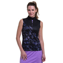 Load image into Gallery viewer, EP NY Bias Print Blk Mock Wmn Sleeveless Golf Polo - BLACK MULTI 003/XL
- 1