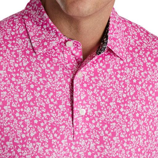 FootJoy Floral Vines Lisle Hot Pink Mens Golf Polo