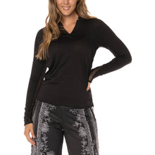 Load image into Gallery viewer, Lucky in Love Chi Chi Womens Longsleeve Golf Shirt - BLACK 001/XL
- 1