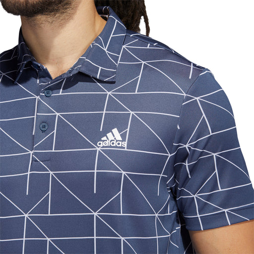 Adidas Jacquard Lines Crew Navy Mens Golf Polo