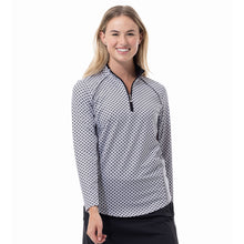 Load image into Gallery viewer, SanSoleil Sunglow Print Piping Womens LS Sun Shirt - Paragon Wht/Blk/XL
- 1