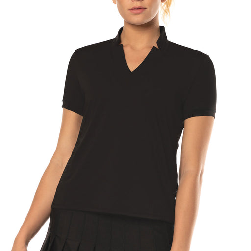 Lucky in Love Chi Chi Women Shortsleeve Golf Shirt - 003 SOLID BLACK/XL