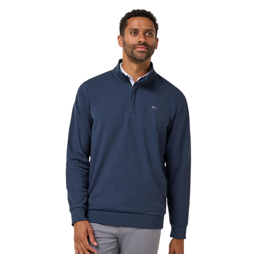 TravisMathew Cloud 2.0 Mens Golf 1/4 Zip - Hthr Blu Nights/XXL