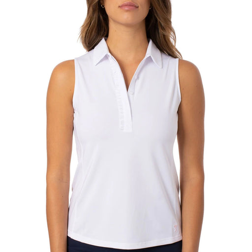 Golftini Ruffle Tech Womens Sleeveless Golf Polo - White 19wh/XL