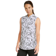 Load image into Gallery viewer, Puma Cloudspun Jungle Womens Sleeveless Golf Polo - BRT WHT/BLK 01/L
 - 1