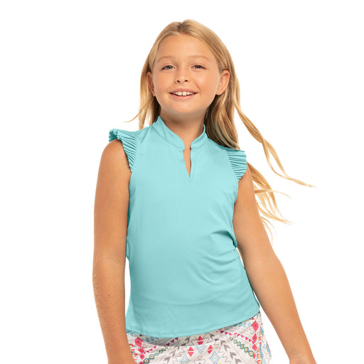Lucky in Love Pleat Me Up Girls SL Golf Polo - SKY 413/M