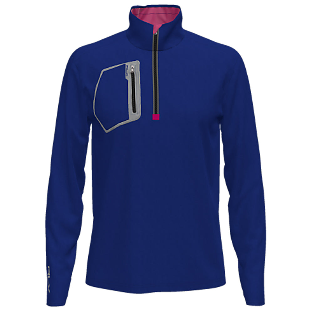 RLX Ralph Lauren Driver Her Roy Mens Golf 1/2 Zip - Royal/Vivid Pnk/XL