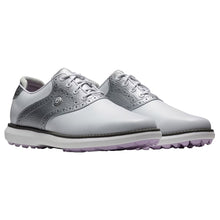 Load image into Gallery viewer, FootJoy Traditions Spikeless Womens Golf Shoes - White/Slvr/Pur/B Medium/11.0
 - 2