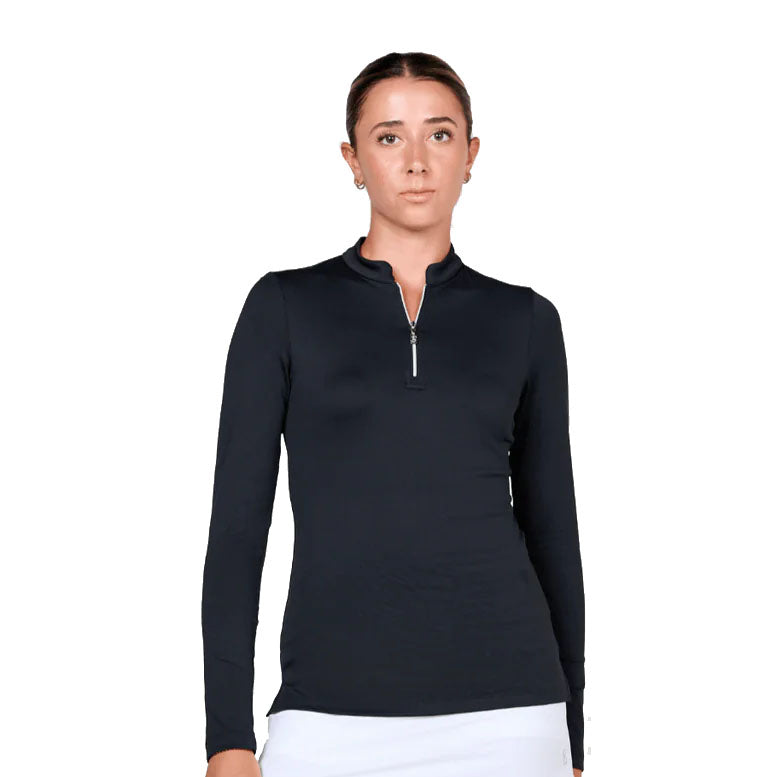 Sofibella  Womens 1/4 Zip Golf Shirt - Black/2X
