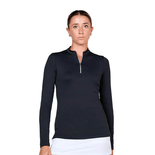 Sofibella  Womens 1/4 Zip Golf Shirt - Black/2X