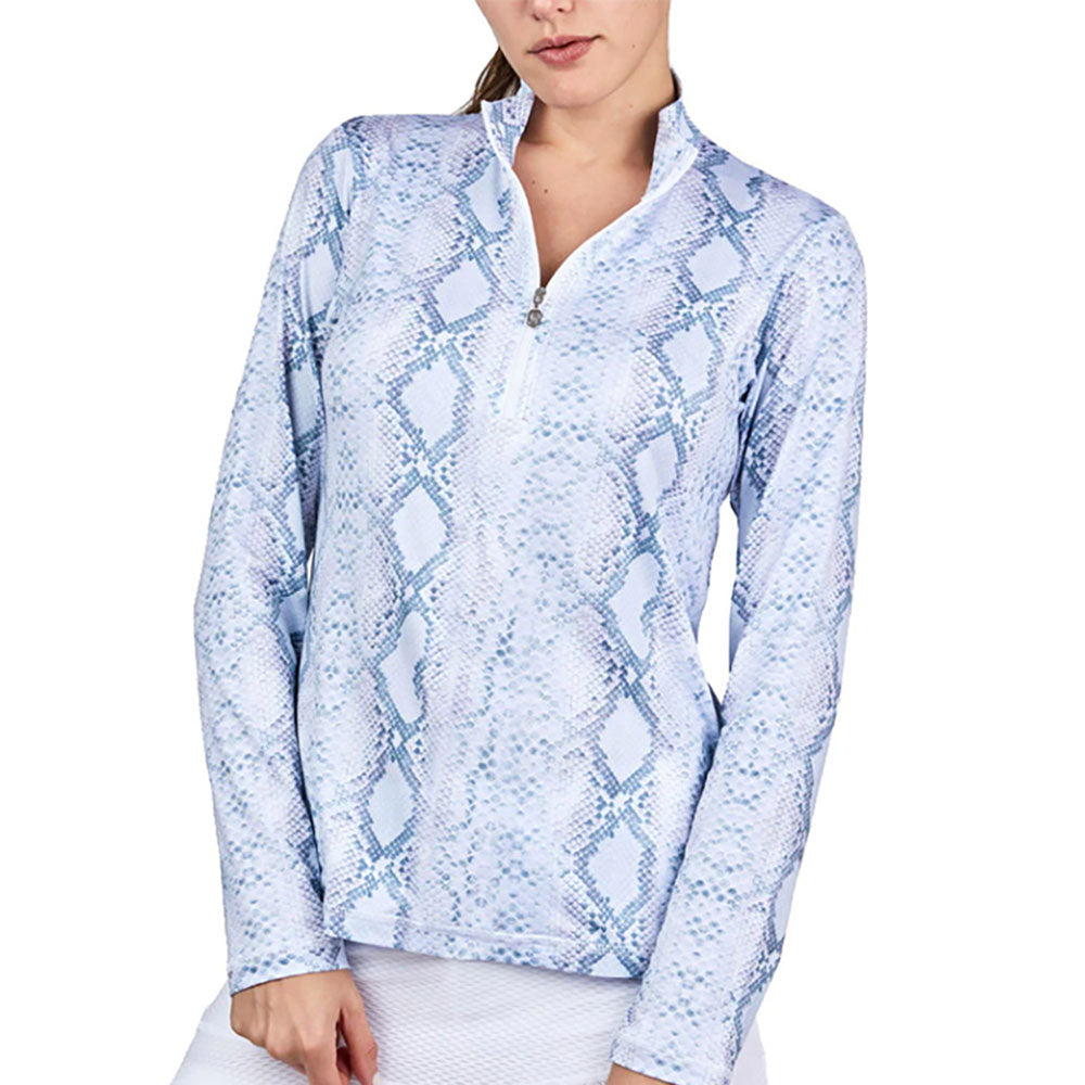 Sofibella Long Sleeve UV Feather Wmns Golf 1/4 Zip - Anaconda/XL