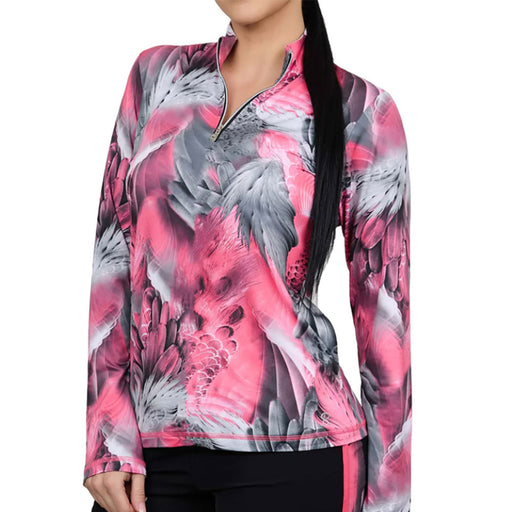 Sofibella Long Sleeve UV Feather Wmns Golf 1/4 Zip - Phoenix/1X