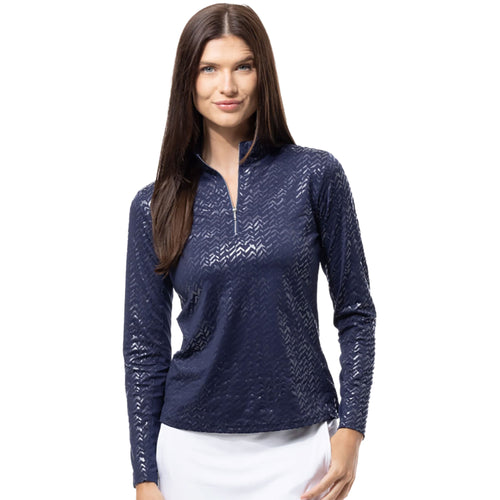 SanSoleil Solshine Foil Print Mock Womens Long Sleeve Sun Shirt