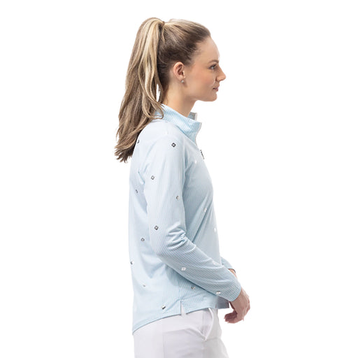 SanSoleil Solshine Foil Prnt Mock Wmn LS Sun Shirt