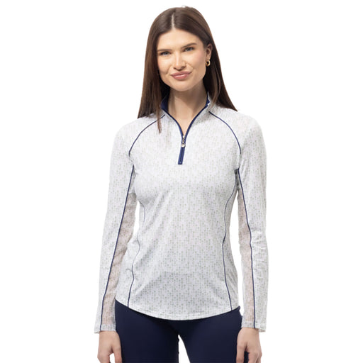 SanSoleil Sunglow Print Piping Womens LS Sun Shirt - Dirty Mar Green/L