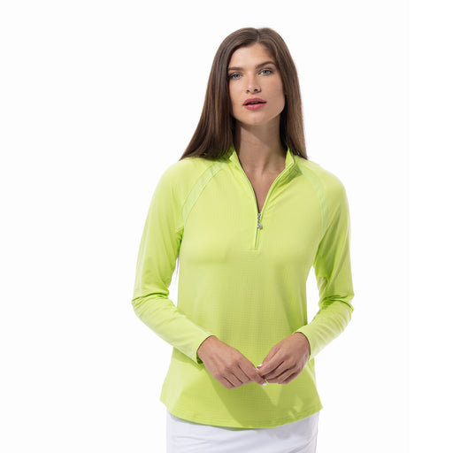 SanSoleil SolTek Raglan Zip Mock Womens Sun Shirt - Kiwi/XL